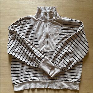 LOFT Women's Size XL Striped Zip Sweatshirt Pullover